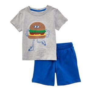 Freestyle Boys  2Pc Happy Burger T-Shirt & Short Set, Grey